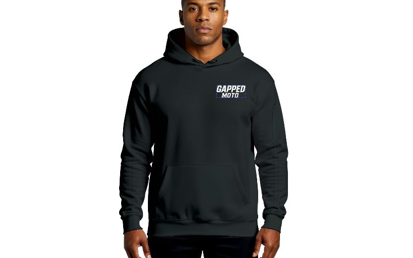 gapped moto hoodie